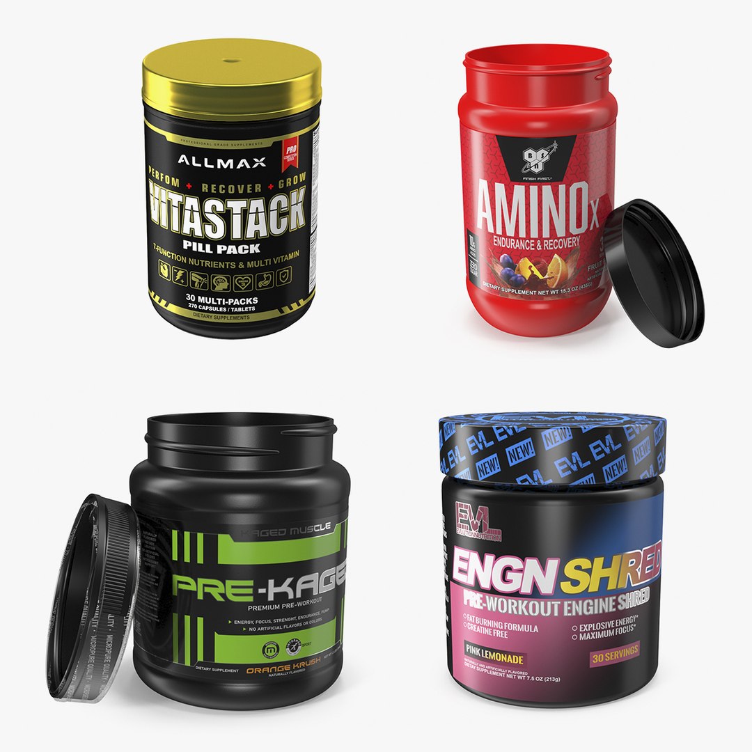 Workout Supplements Collection 3D model preview
