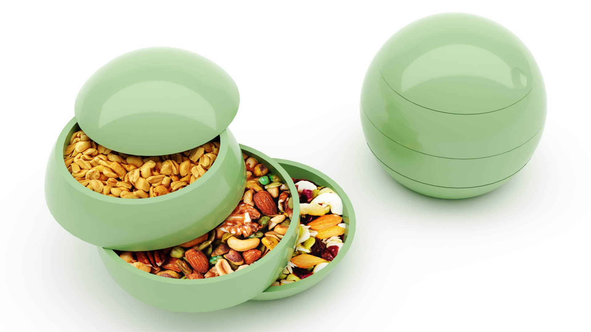 Spherical snack bowl with peanuts and cashew 3D model TurboSquid 2055071