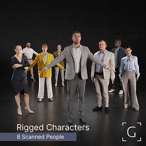 Rigged Characters 8 Scanned People 3D