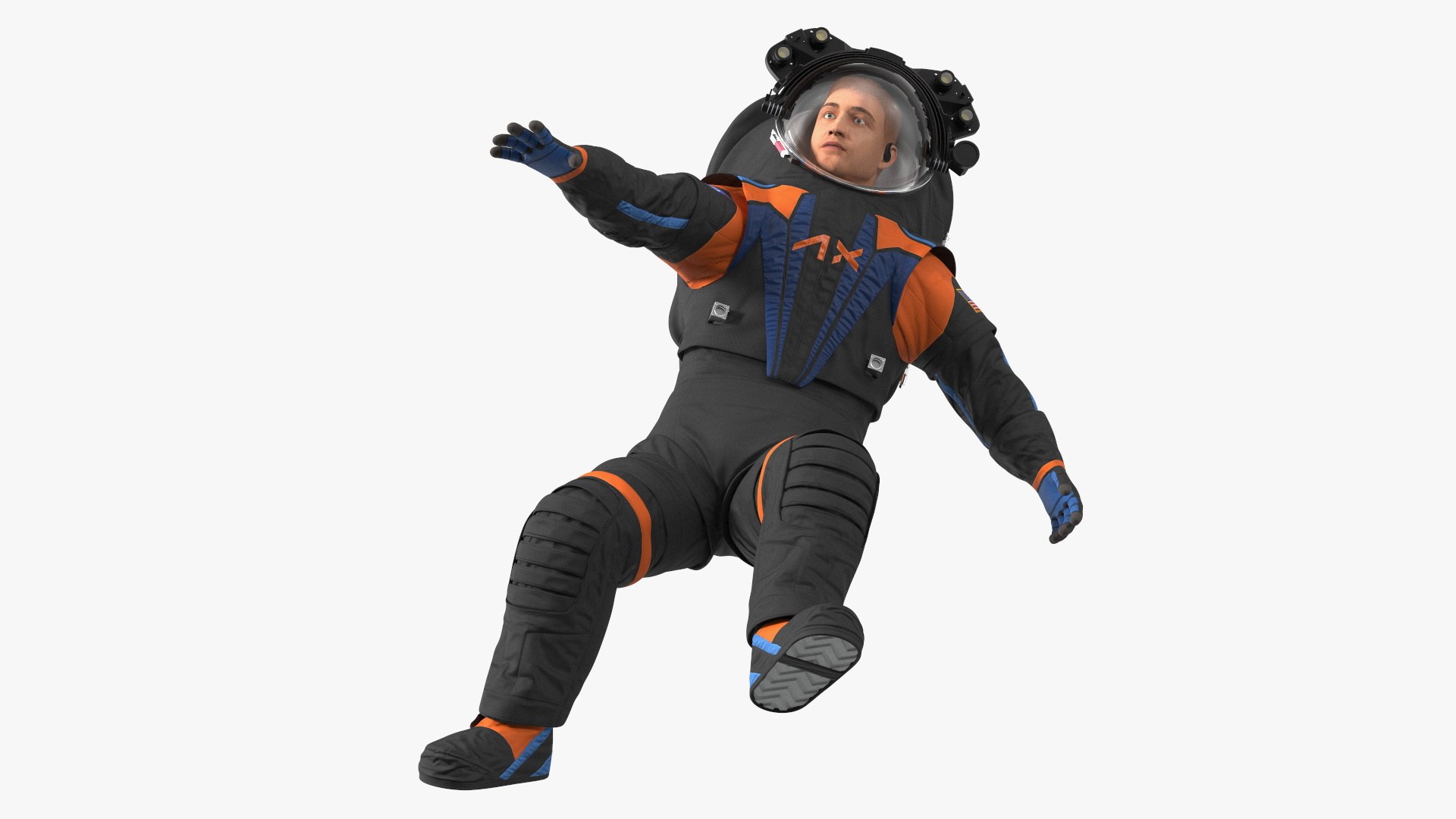 NASA Spacesuit Axiom on Astronaut Falling Pose Fur 3D model ...