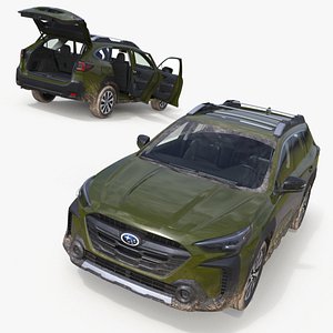 Subaru Outback 2025 Green Dirty Rigged for Cinema 4D