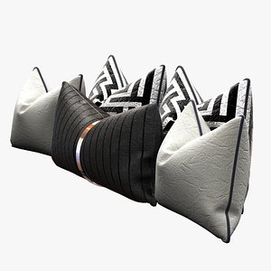 3ds pillows set black white