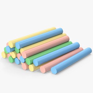 3D Colored Chalk Sticks model