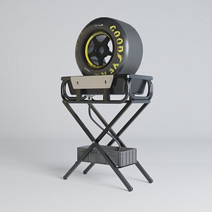 3D Racing Wheel and Tyre Cleaning Bath PBR model