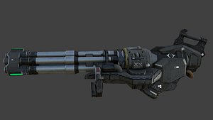 sci-fi chaingun minigun modeled 3D model