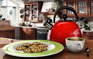 tetera caf galletas y 3d model