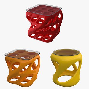 3D Three Voronoi Twisted Tables Collection model