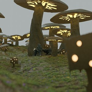 plants monster mushrooms 3D model