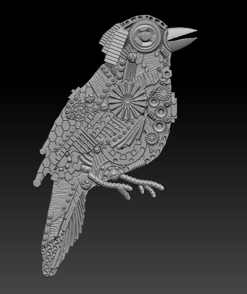 3D модель Панно птица стимпанк - TurboSquid 1662487