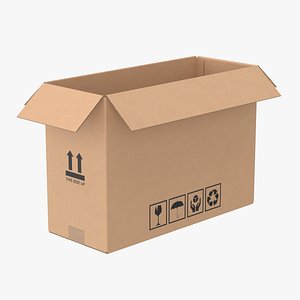 Cardboard Box 50x20x35 Open 3D model