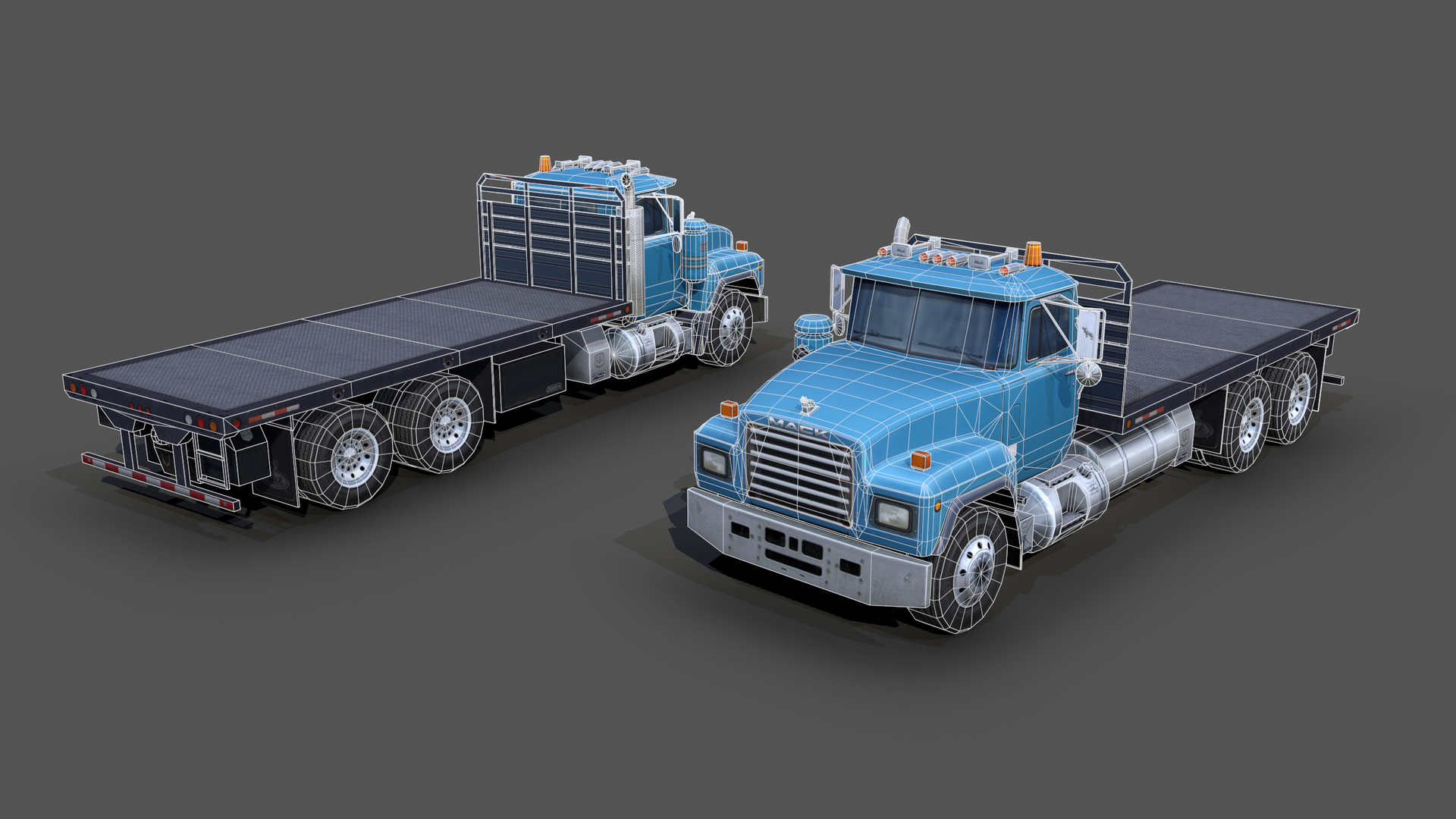 Mack RD688S flatbed truck s01 1997 3D model - TurboSquid 1862456