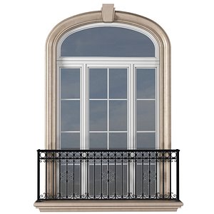 Arch Classic Window with French balcony 3D model