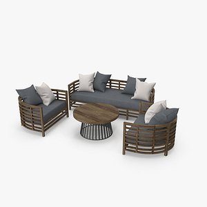 4 Seater Garden Furniture 3D