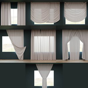 Realistic 7 Curtain Styles in high and low poly 3D