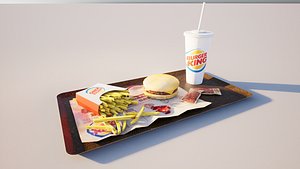 3D Value Meal with Fries and Soft Drink on Serving Tray model