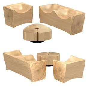 Riva 1920 log armchair and sofa tobi center table 3d model