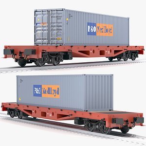 flat rail car container 3D model