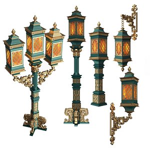 3D Classic Street Lights Collection 02