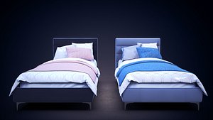 3D bed upholstered