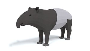 Low Poly Cartoon Tapir model
