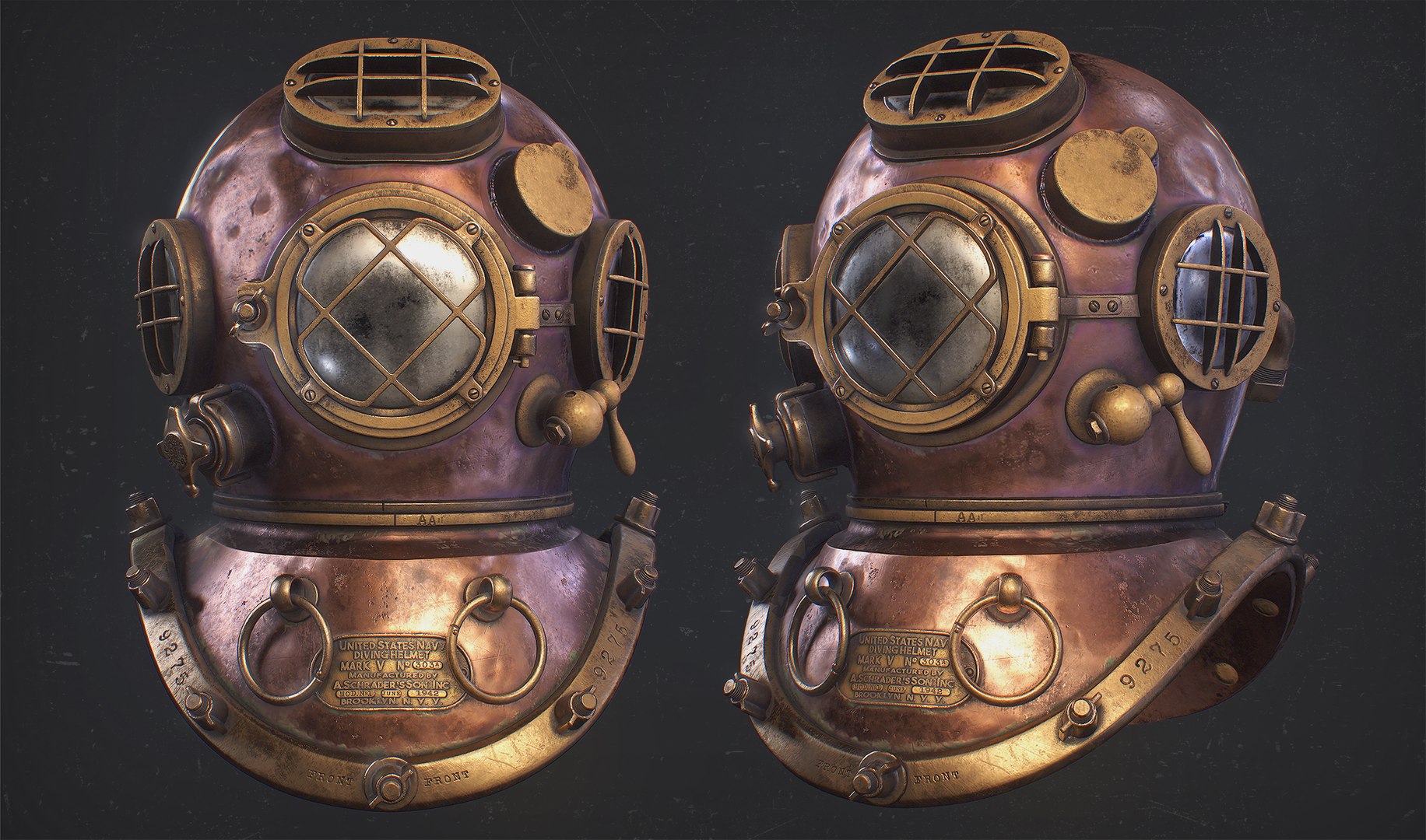 3D Diving Helmet Mark V US Navy Lowpoly TurboSquid 2032084