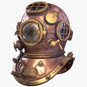 3D Diving Helmet Mark V US Navy Low-poly