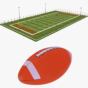 American Football Field and Football Ball 3D model