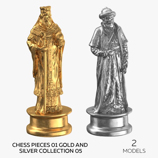 3D Chess Pieces 01 Gold and Silver Collection 05 - 2 models model