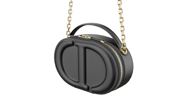 CD Signature Oval Camera Bag Black Calfskin with Embossed CD