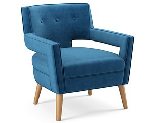 Sheer Upholstered Fabric Armchair 3D