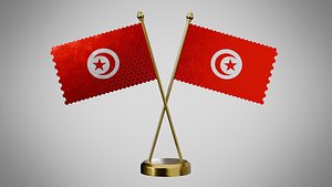 3D Table  Flag  of Tunisia