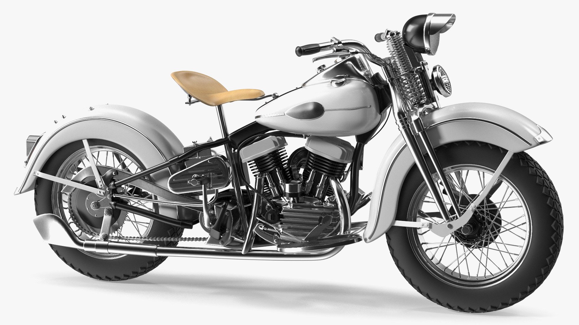 Retro Military Motorcycle White 3D model preview