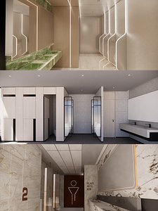 Public Bathroom Interior Scene -B6 3D