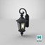 Black Vintage Outdoor Wall Lantern Switched On