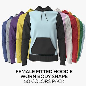 Female Fitted Hoodie body shape 50 Colors Pack model