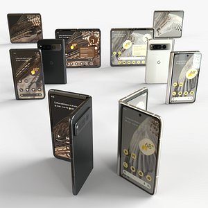 google Pixel Fold 2023 all colors rigid with animation 3D model
