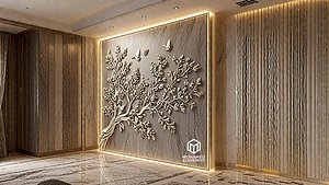 3D modern panel wall decor set wall relief mural CNC 124