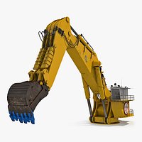 Backhoe Dredger 1100 Rigged 3D Model
