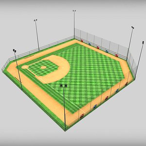 Baseball stadium arena diamond low poly