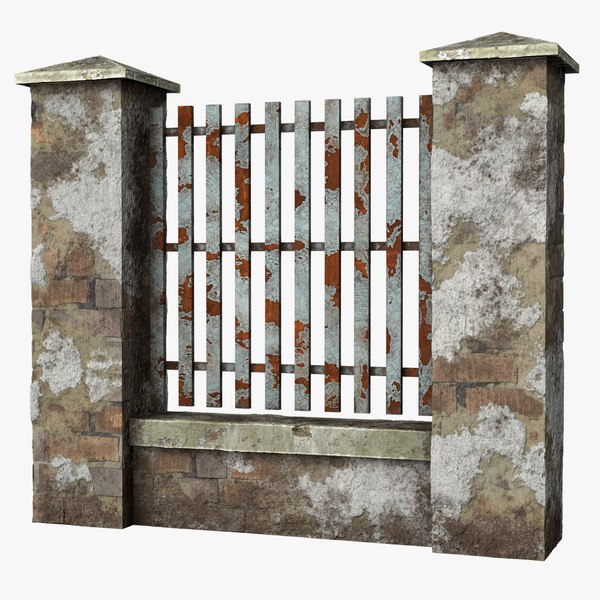 3D Old Brick Stone Fence