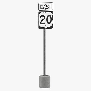 3D model Route Highway Signs Cylinder, Square and U Shape