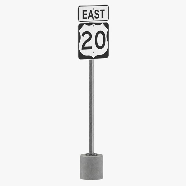 3D model Route Highway Signs Cylinder, Square and U Shape