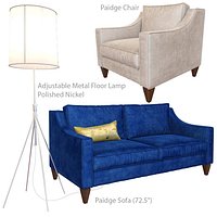 Paidge Sofa and Chair and Adjustable Metal Floor Lamp