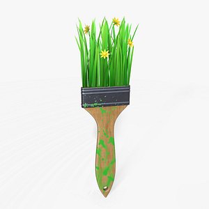 3D stylized grass brush model