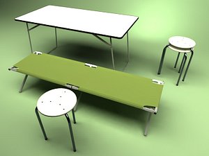 folding bed table chair 3d obj