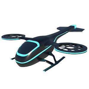 3D Stylized Sci-Fi Helicopter PBR