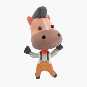 Cute Horse 3D Illustration 3D model