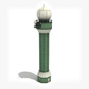 3d low-poly radar tower model