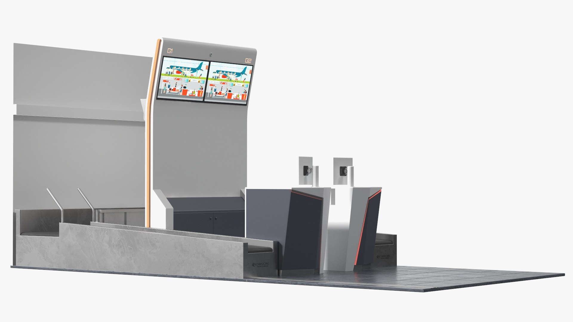 Airport Counter Check-In Rigged for Cinema 4D 3D model preview