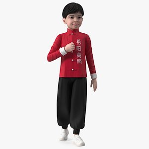 亚洲男孩传统服装模型